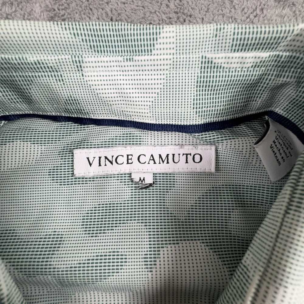 Vince Camuto Polo Shirt Mens M Green Camo Performance Short Sleeve Button Up - Picture 4 of 9